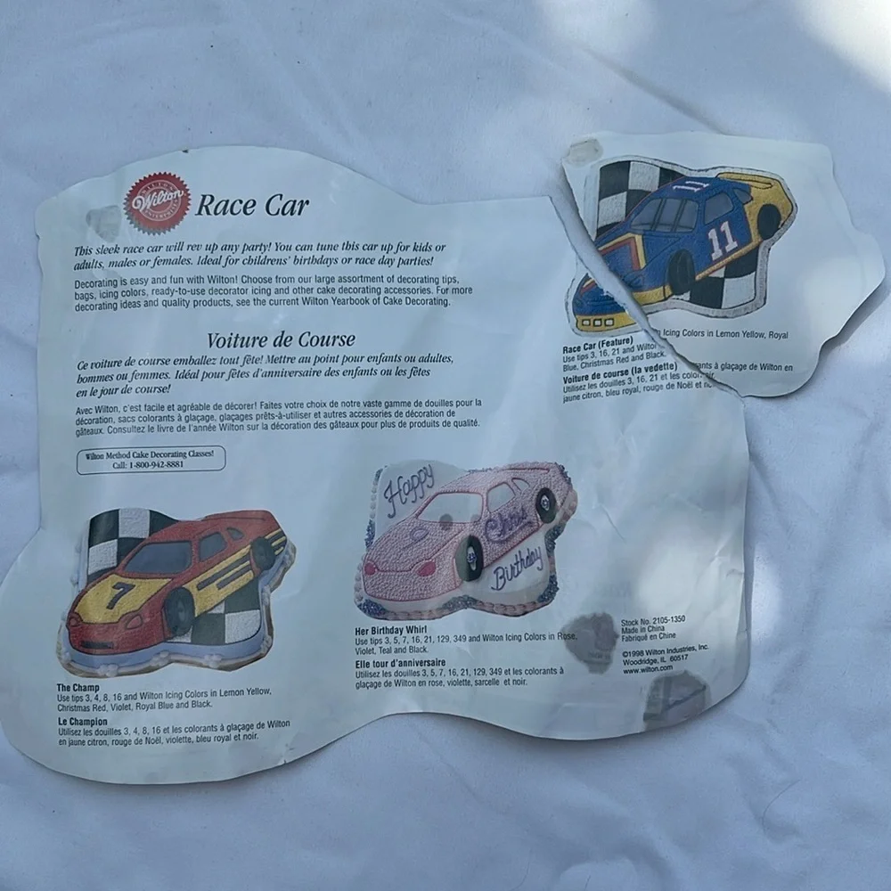 Vintage 1997 Wilton race car cake pan birthday celebration party